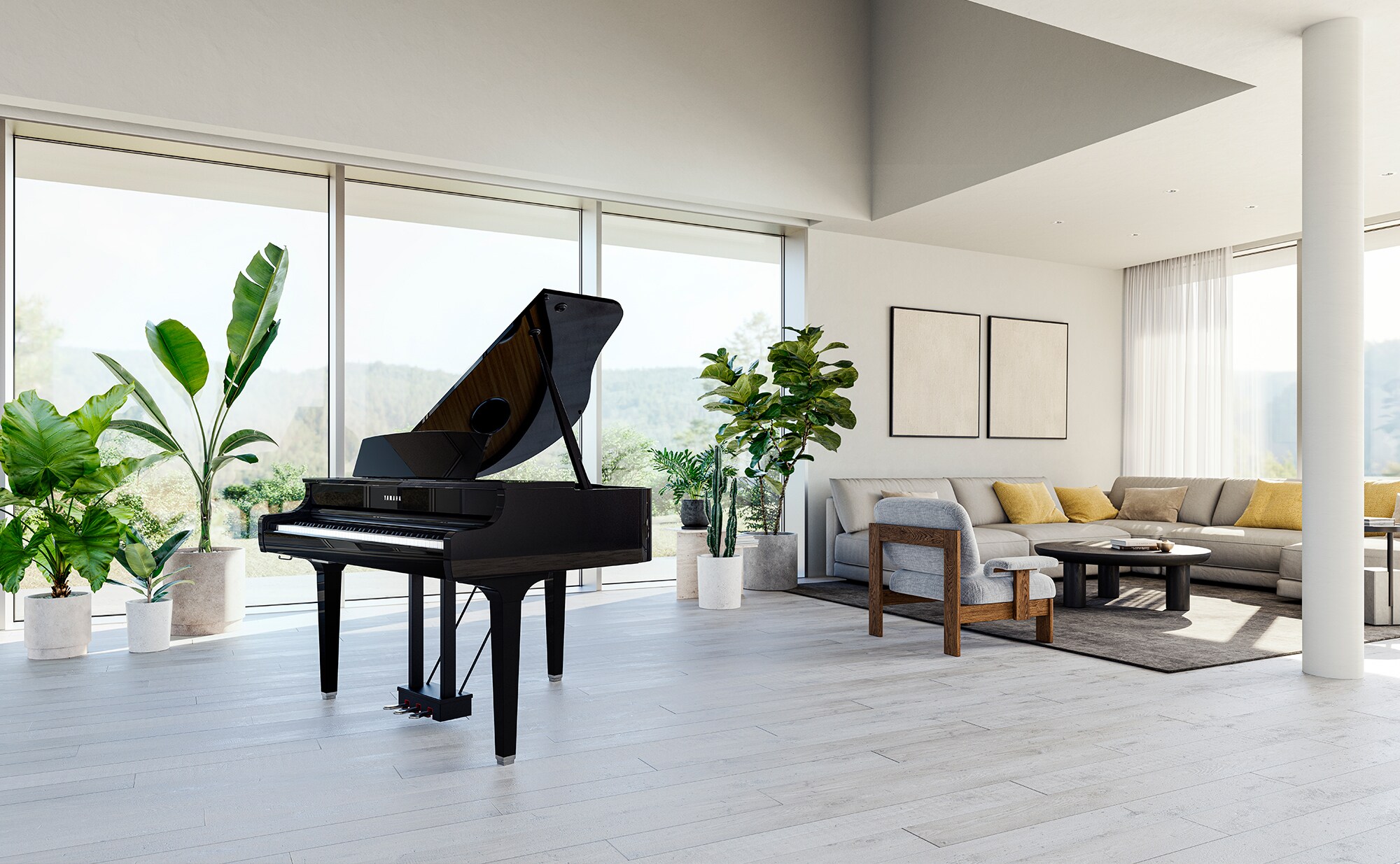 ياماها كلافينوفا CLP-895GP (اللون الأسود اللامع) في غرفة المعيشة