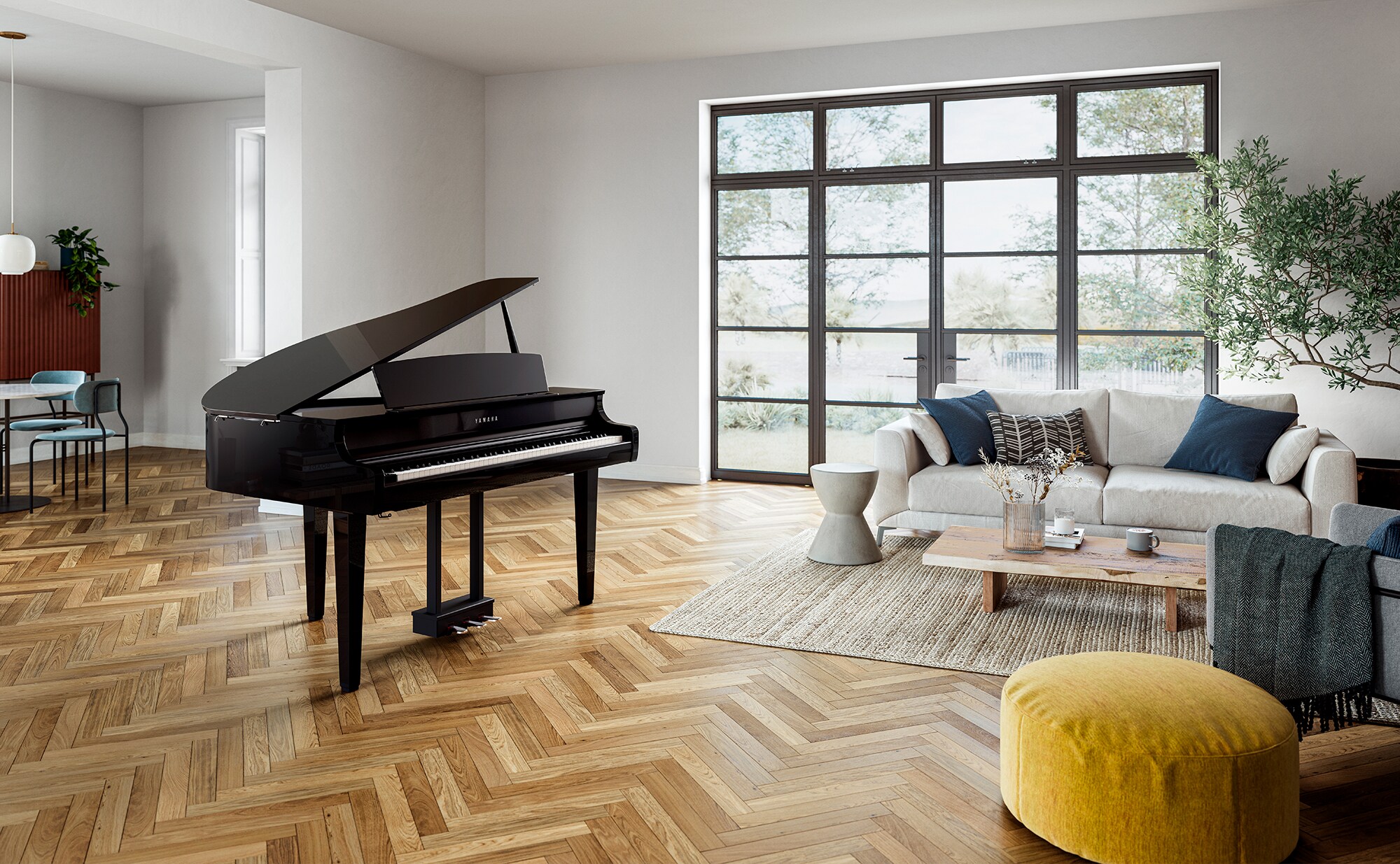 ياماها كلافينوفا CLP-865GP (أسود لامع) في غرفة المعيشة