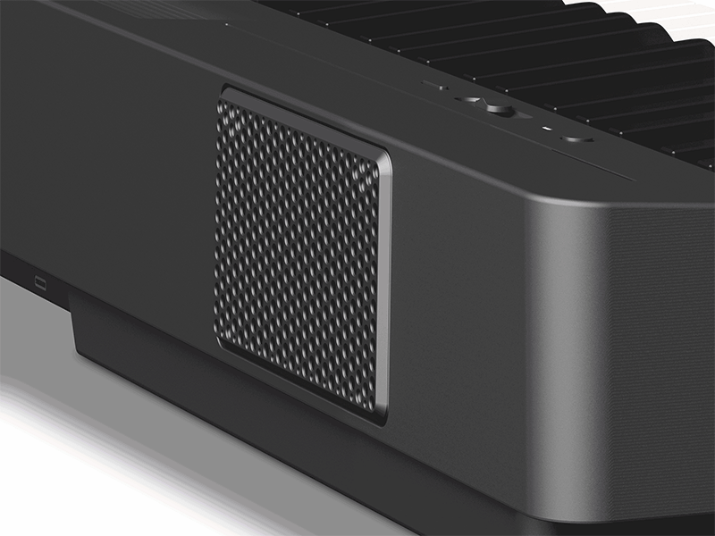 رسم متحرك يُظهر الصوت الخارج من مكبر الصوت الخلفي المدمج في P-145