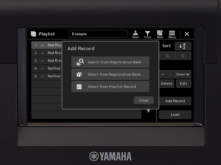 قائمة تشغيل معروضة على شاشة جينوس 2