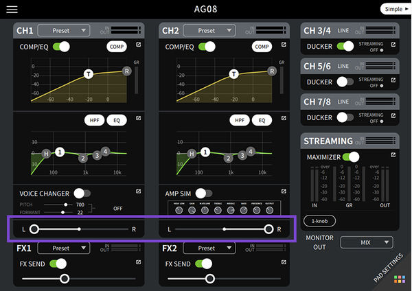 ياماها AG08: مدخلان لميكروفون مكثّف مع مخرجي سماعات رأس