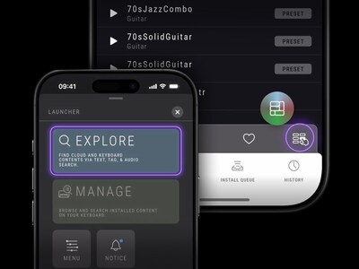 Screenshots of the EXPANSION MANAGER search results and the Launcher Menu