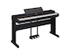 Diagonal side view of the P-S500B (black model) in combination with the optional stand and three-pedal pedal unit