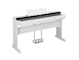 Diagonal side view of the P-S500WH (white model) in combination with the optional stand and three-pedal pedal unit